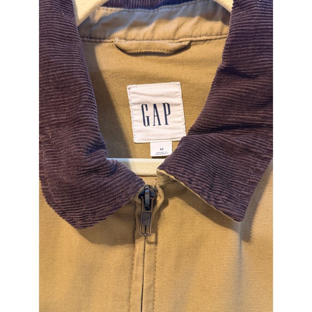 Gap Men's Relaxed Canvas Utility Jacket Brown Corduroy Collar Front Zipper M - Picture 9 of 12
